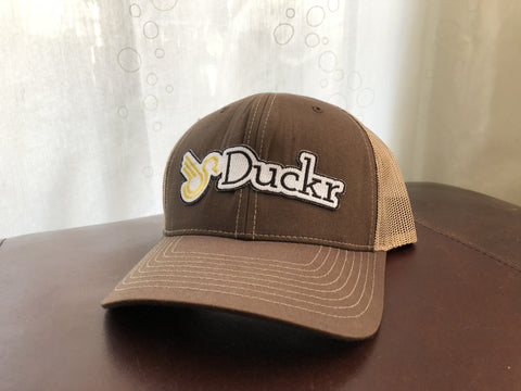 Twill Mesh Snapback Trucker Duckr Cap (Brown)
